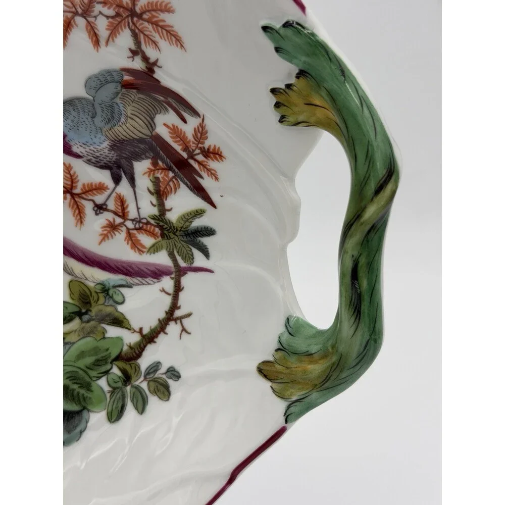 Mottahedeh Williamsburg Porcelain Chelsea Birds Leaf Bowl Portugal Large Vtg